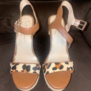 Jessica Simpson Leopard Trim Wedges